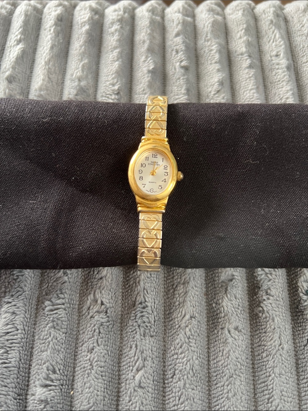 Sarah Coventry Gold-Tone Women's Bracelet Watch with Heart Links